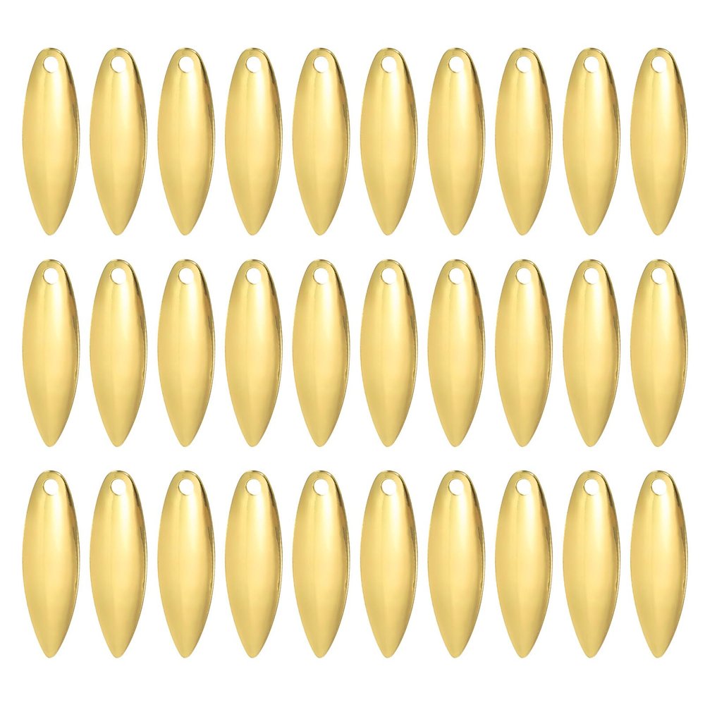 PATIKIL Fishing Lure Blades 1x0.3, 50 Pack Willowleaf Lure Making for DIY Bait, Golden