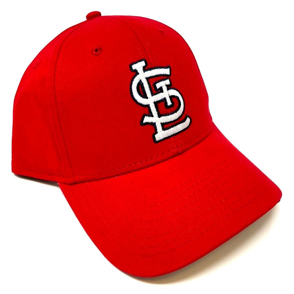 National Cap MVP Cardinals Logo Baseball St. Louis Solid Red Curved Bill Adjustable Hat