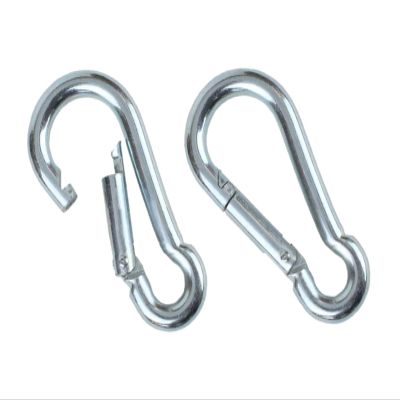 Branded Boards Black & Silver Zinc-Galvanized Heavy Duty Bushcraft Carabiner Spring Snap Clip Link Hooks 200-500lb Load 2, 6 & 12 Packs (Silver-7cm-2 Pack)