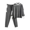 Uillui Women's Lounge 2 Piece Outfits Knitted Long Sleeve Pullover Top and Wide Leg Jogger Sweatpants Sweater Sets Sweatsuit view 1