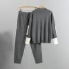 Uillui Women's Lounge 2 Piece Outfits Knitted Long Sleeve Pullover Top and Wide Leg Jogger Sweatpants Sweater Sets Sweatsuit view 4