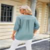 Womens Tops 3/4 Sleeve Shirts V-Neck Casual Slim Fit T-Shirts Lightweight Pullover Dressy Blouses Tunics Plus Size Tops Green view 3