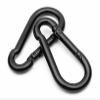 Branded Boards Black & Silver Zinc-Galvanized Heavy Duty Bushcraft Carabiner Spring Snap Clip Link Hooks 200-500lb Load 2, 6 & 12 Packs (Black-7cm-2 Pack) view 1