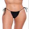 Sports Illustrated Women's String Tie Side Tanga, Black, Large view 1