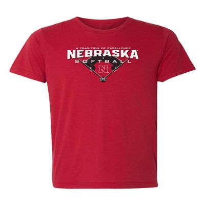 CornBorn Nebraska Womens Apparel - Premium Tri-Blend Nebraska Softball Tradition of Excellence - Solid Red Tri-Blend - 2X