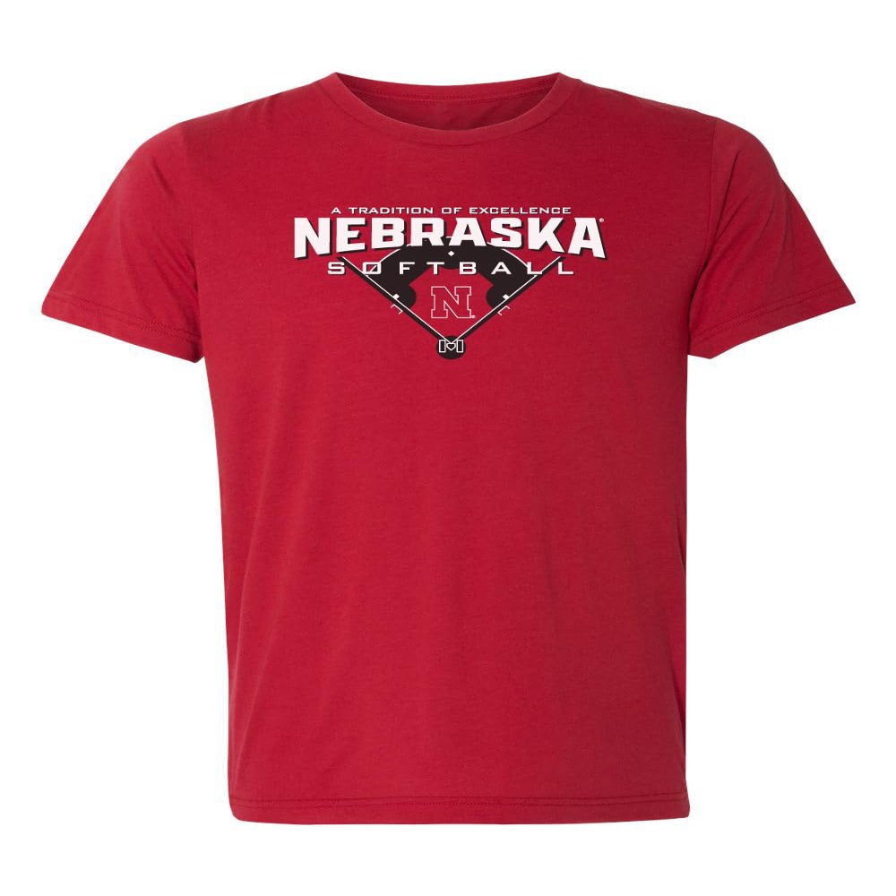 CornBorn Nebraska Womens Apparel - Premium Tri-Blend Nebraska Softball Tradition of Excellence - Solid Red Tri-Blend - 2X