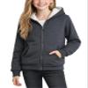 Coney Island Girls Hoodie - Cozy Soft Fleece Sherpa Lined Hoodie Zip Up Sweatshirt for Girls - Size Up for Better Fit, Size 7-8, Charcoal/Ecru view 1