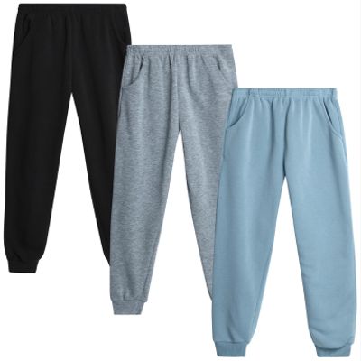 Coney Island Girls Sweatpants - 3 Pack Soft Fleece Active Performance Joggers for Girls - Kids Athletic Pants with Pockets, Size 5-6, Black/Heather Grey/Dusty Light Blue