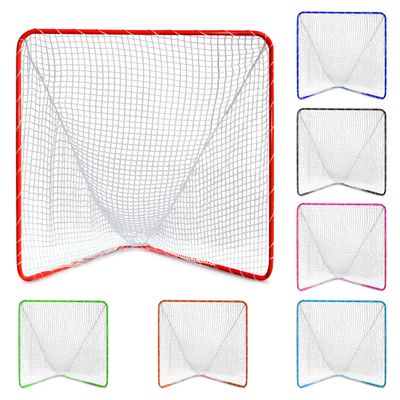 Velocity Official Size 6x6x7' Backyard Lacrosse Practice and Training Goal, Includes 4MM Lacrosse Net, for Youth, Kids, and Adults Red Frame, White Net