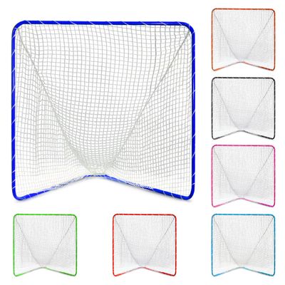 Velocity Official Size 6x6x7' Backyard Lacrosse Practice and Training Goal, Includes 4MM Lacrosse Net, for Youth, Kids, and Adults  Royal Blue Frame, White Net
