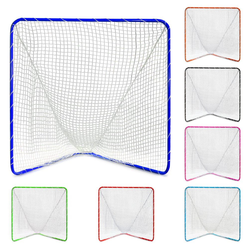 Velocity Official Size 6x6x7' Backyard Lacrosse Practice and Training Goal, Includes 4MM Lacrosse Net, for Youth, Kids, and Adults  Royal Blue Frame, White Net