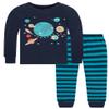 Little bety Boys Soft&Comfortable 4 Pieces Cotton Pjs Star Pajamas Long Sleeve Space Pjs Kids Sleepwear Size 5 Dark Blue&Grey&Peacock Blue view 3