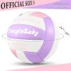 Soft Touch Volleyball Kit - Official Size 5 PU Leather Volleyball - for Outdoor/Indoor Play/Beach Game/Gym Training for Youth Teens Children Practice Volleyballs with Small Pump (Pink+Violet+White) view 2