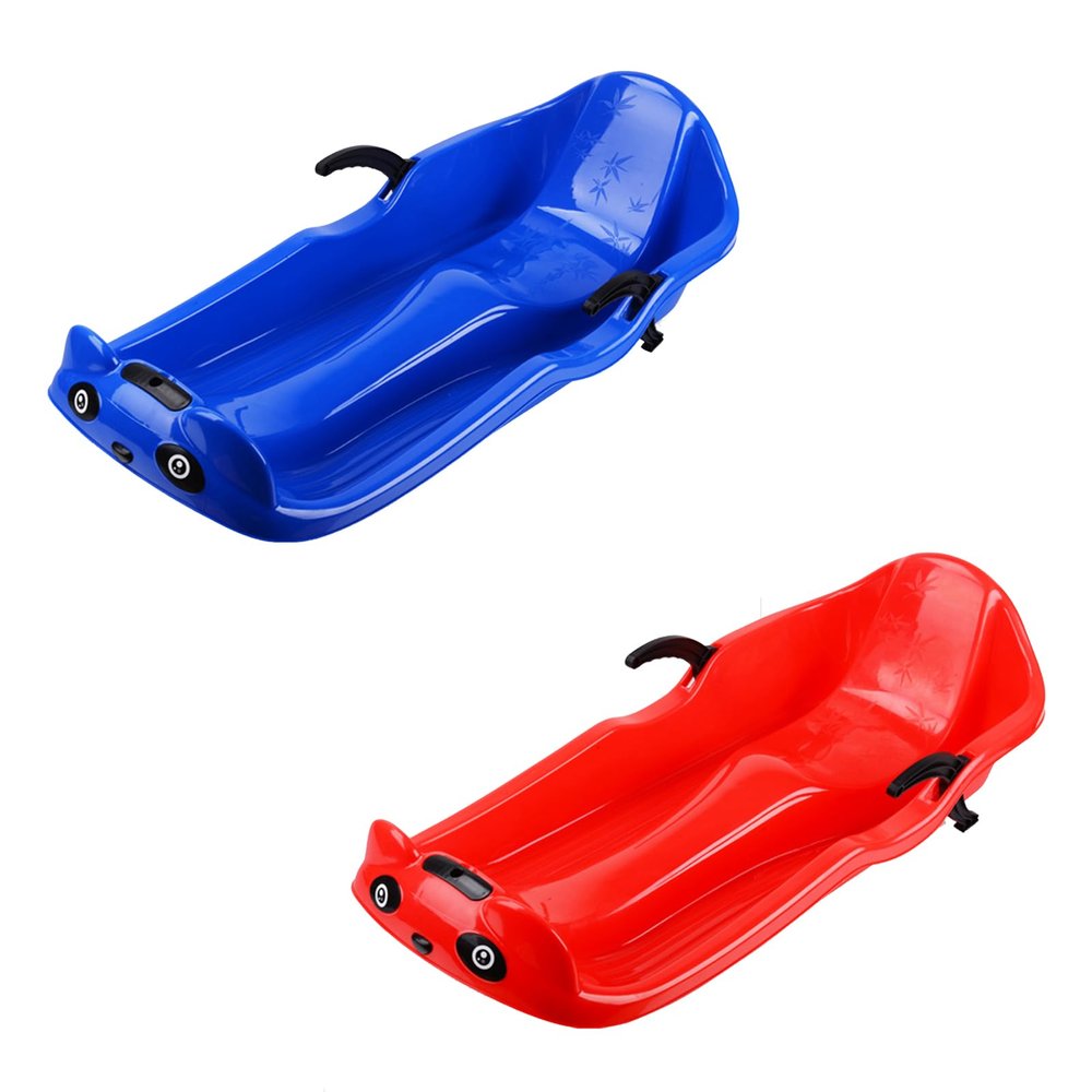 Children's Double Sledge, Winter Wear Sledge, Sledge with Backrest, Plastic Sledge, Double Armrest Brake Sledge
