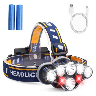 IBDRY LED Head Torch, Super Bright Headlamp 13000 Lumens Rechargeable Headlight,90 Degree Angle Adjustable Led Light Lamp, 8 Modes Waterproof Headtorch for Running,Walking,Camping,Fishing,Hiking