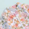 Toddler Baby Girl One Piece Swimsuit Long Sleeve Floral/Tie Dye Bathing Suit Ruffle Swimwear Beachwear 6M-6T (Floral Gold, 2-3 Years) view 2