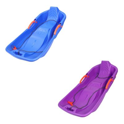 Winter Two-Person, Two-Seater Sledges, Children's Fun Sledges, Sledges with Brakes and Pulling Ropes, Plastic High-Backed Sledges
