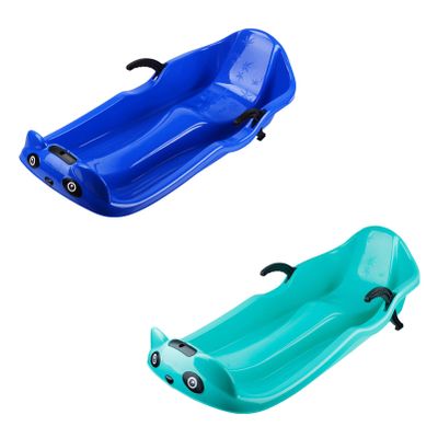 Children's Double Sledge, Winter Wear Sledge, Sledge with Backrest, Plastic Sledge, Double Armrest Brake Sledge