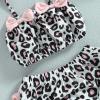 Baby Girls Swimsuit Bikinii Sets Sleeveless Tank Tops+Swim Shorts+Sun Hat Infant Girl Bathing Suit Beachwear (D-Leopard Print, 12-18 Months) view 4