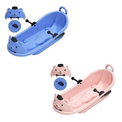 Winter Children's Sled, with Pulley Big Backrest Sled, Cartoon Bear Sled, Thickened Sled