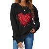 DOLKFU warehouse amazon warehouse deals happy valentines day shirts women Valentines Day Shirts For Women Fashion Love Heart Graphic Pullover Loose Long Sleeve Casual Sweatshirts Black S view 2