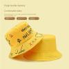 Alphabet Fisherman Hat, Hand-Painted Bucket Hat, Creative Couple Travel Hat, Graffiti Heart Sun Hat Sunscreen Hat (Black,Cotton) view 4