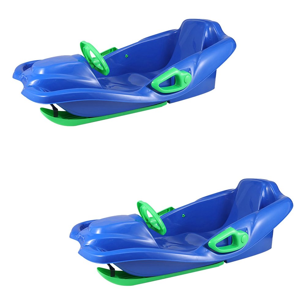 Children's Sledges, Thickened Double Sledges, Winter Sledges with Backrests, Plastic Sledges