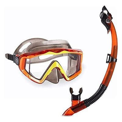 Adult Mask and Snorkel Set Snorkeling Gear Goggles and Snorkel Set Dry Snorkel Mask Scuba Diving Swimming Pool Training Equipment Bag for Youth Men Womens