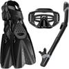 Snorkel Set, for Adults with Adjustable Dive Flippers, Panoramic View Anti-Fog Mask, Dry Top Snorkel and Dive Socks, Snorkeling Gear Mask Fin for Snorkeling Swimming Scuba Diving view 1