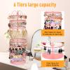 17Dec 6 Tier Rotating Jewelry Organizer Stand, 230 Holes Earring Holder Organizer for Women Girls, Spinning Earring Tree with Ring Holder, Wide Base for Bracelets Watches Lipstick view 3
