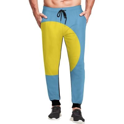Zakqeik Palau Flag Men's Sweatpants Soft Jogger Pants Drawstring Running Pants for Sports 2XL