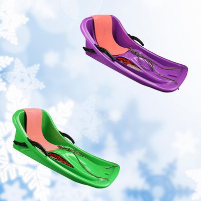 Double Thickened Sledge, Sledge with Backrest, Sledge with Pull Rope, Double Handle Children's Sledge, Anti-Freeze Wear Sledge