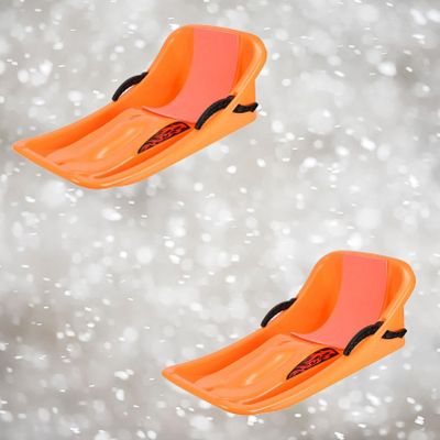 Winter Plastic Sledges, Two-Person Thickened Sledges, Sledges with Backrests, Double-Handle Children's Sledges, Frost-Resistant Wear-Resistant Sledges