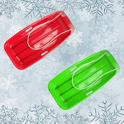Children's Two-Seater Sledges, Thickened Wear-Resistant Sledges, Winter Plastic Sledges, Sledges with Pull Ropes