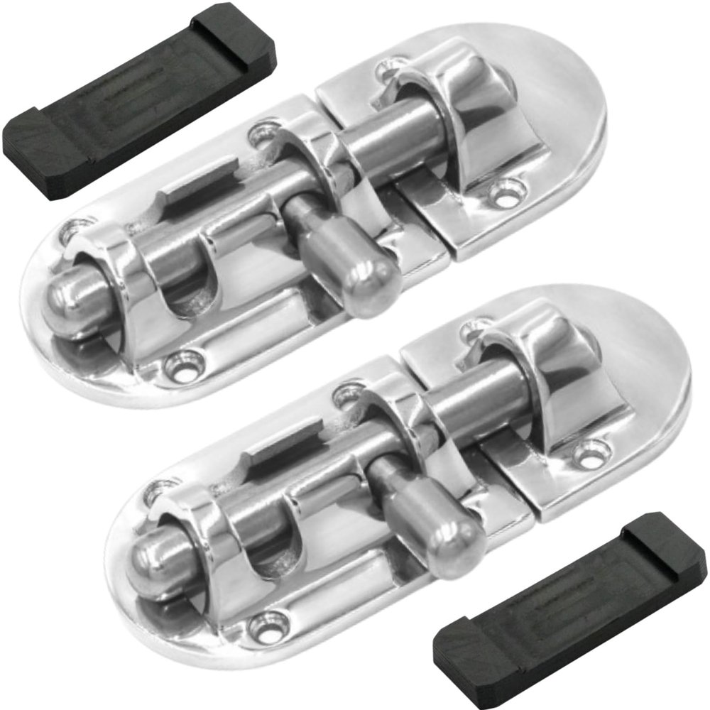 2PCS Boat Door Lock Latch, 316 Stainless Steel Long Locker Door Lock Latch Heavy Duty Marine Slide Lock Barrel Bolt Clasp for Boat Windows/Doors/Hatches/Cabinet (90mm / 3.5in)
