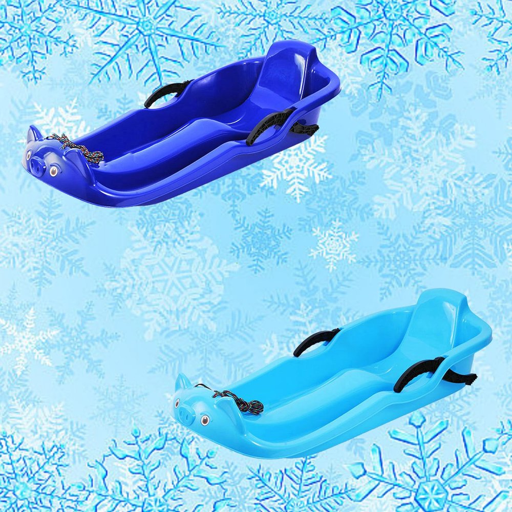 Children's Sledge with Two Handles, Two-Seater Winter Sledge, Two-Person Upholstered Sledge, Sledge with Backrests