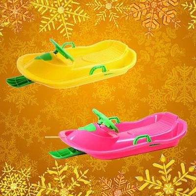 Double Padded Sledges, Winter Sledges with Pull Ropes, Children's Sledges with Steering Wheels, Sledges with Brake Handrails