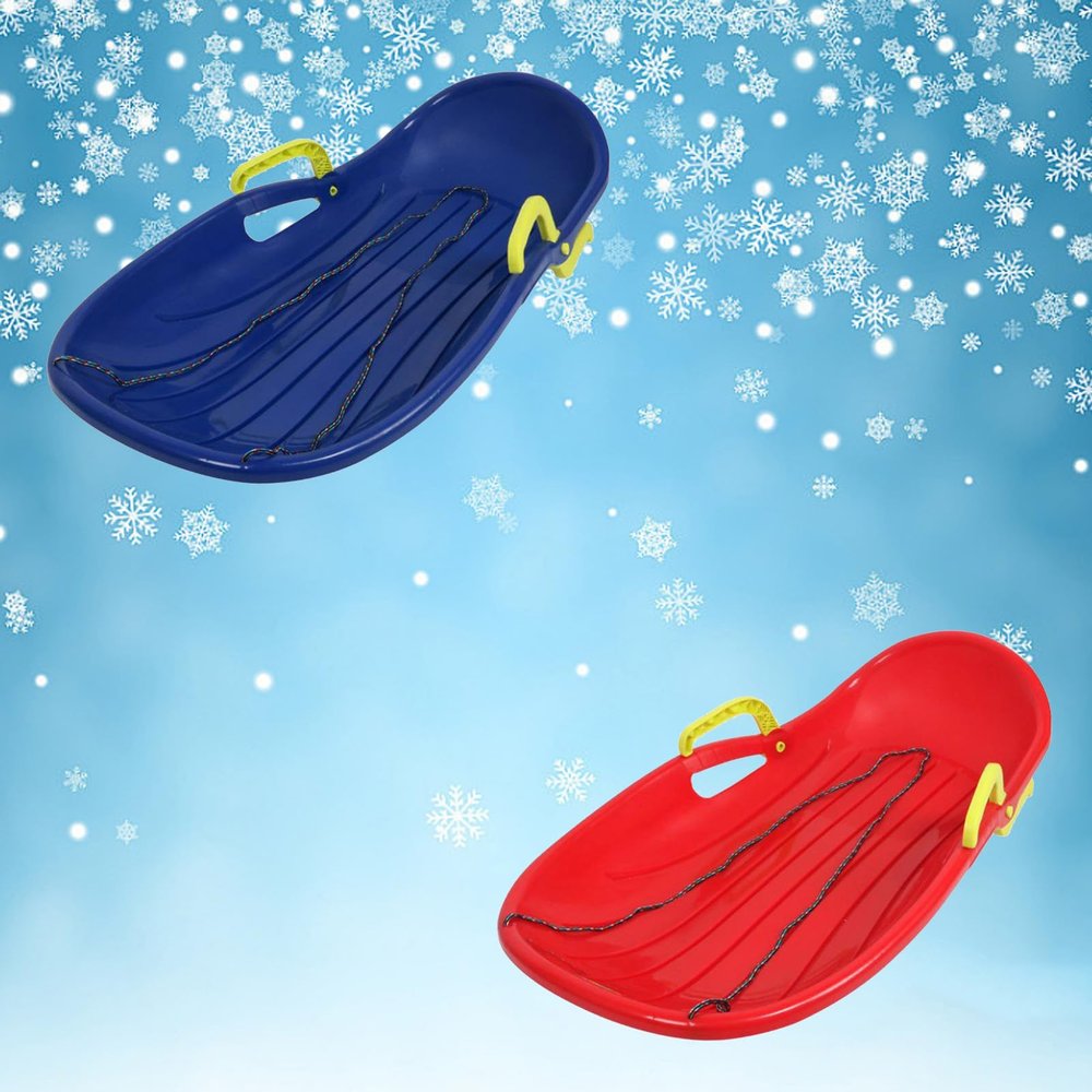 Winter Tandem Sledges, Thickened Plastic Sledges, Children's Sledges, Sledges with Brakes and Pull Ropes