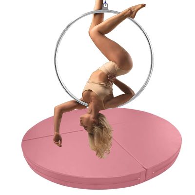 Floor Aerial Hoop Crash Mat 3cm/5cm/10cm Thick, Home Folding Pole Crash Mat, Shock Absorption Anti-Collision Circular Pad for Lyra Hoop/ Stripper Pole ( Color : Pink 2 , Size : 120cmx3cm(47.2inx1.2in)