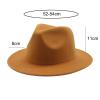 Kid Boys Girls Wool Felt Cowboy Hat Classic Wide Brim Fedora Hat Panama Cap Jazz Hats Fashion Clothes Accessories (Earthy Yellow, 4-10 Years) view 3
