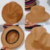 Kid Boys Girls Wool Felt Cowboy Hat Classic Wide Brim Fedora Hat Panama Cap Jazz Hats Fashion Clothes Accessories (Earthy Yellow, 4-10 Years) view 4