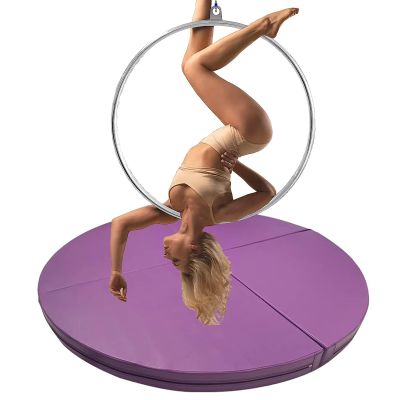 Floor Aerial Hoop Crash Mat 3cm/5cm/10cm Thick, Home Folding Pole Crash Mat, Shock Absorption Anti-Collision Circular Pad for Lyra Hoop/ Stripper Pole ( Color : Purple , Size : 120cmx3cm(47.2inx1.2in)