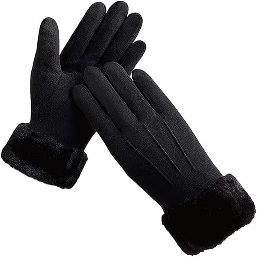 BKEKM Winter Gloves Fleece Suede Cycling Gloves Touch Screen Mittens Gloves Soft Fur Lined Ski Gloves for Men Wome Thermal Glove