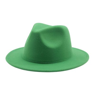 Kid Boys Girls Wool Felt Cowboy Hat Classic Wide Brim Fedora Hat Panama Cap Jazz Hats Fashion Clothes Accessories (Green, 4-10 Years)