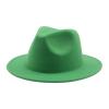 Kid Boys Girls Wool Felt Cowboy Hat Classic Wide Brim Fedora Hat Panama Cap Jazz Hats Fashion Clothes Accessories (Green, 4-10 Years) view 1