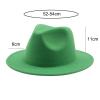 Kid Boys Girls Wool Felt Cowboy Hat Classic Wide Brim Fedora Hat Panama Cap Jazz Hats Fashion Clothes Accessories (Green, 4-10 Years) view 3