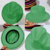 Kid Boys Girls Wool Felt Cowboy Hat Classic Wide Brim Fedora Hat Panama Cap Jazz Hats Fashion Clothes Accessories (Green, 4-10 Years) view 4