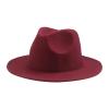 Kid Boys Girls Wool Felt Cowboy Hat Classic Wide Brim Fedora Hat Panama Cap Jazz Hats Fashion Clothes Accessories (Wine Red, 4-10 Years) view 1