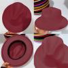Kid Boys Girls Wool Felt Cowboy Hat Classic Wide Brim Fedora Hat Panama Cap Jazz Hats Fashion Clothes Accessories (Wine Red, 4-10 Years) view 4