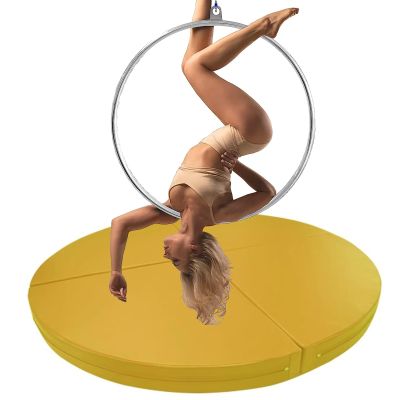 Floor Aerial Hoop Crash Mat 3cm/5cm/10cm Thick, Home Folding Pole Crash Mat, Shock Absorption Anti-Collision Circular Pad for Lyra Hoop/ Stripper Pole ( Color : Yellow , Size : 120cmx3cm(47.2inx1.2in)